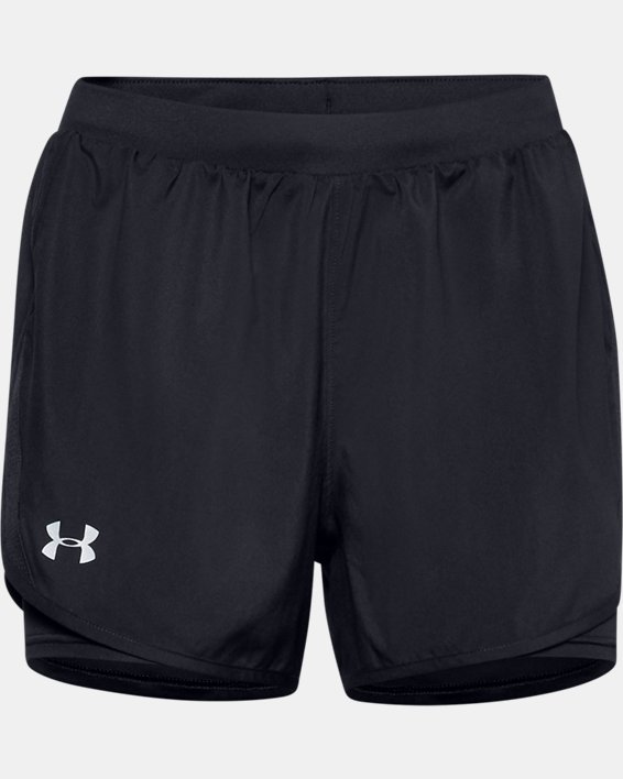 Under Armour Womens Fly By 2.0 2-in-1 Shorts Pants Trousers Bottoms Black Sports 